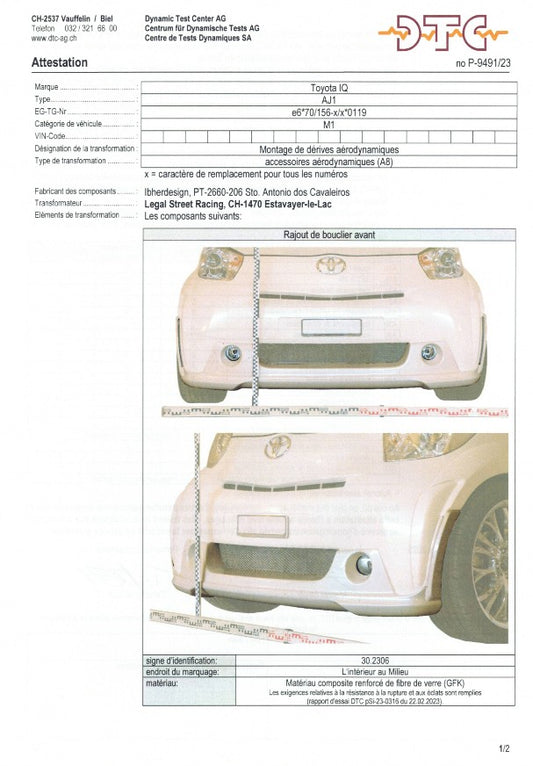 DTC pour pare-choc avant Ibher Design (Toyota IQ)